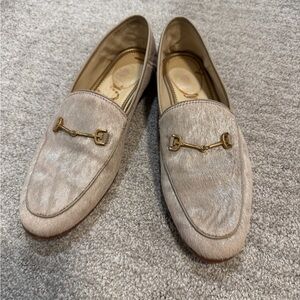 Sam Edelman Cream Loafers with Gold Detail